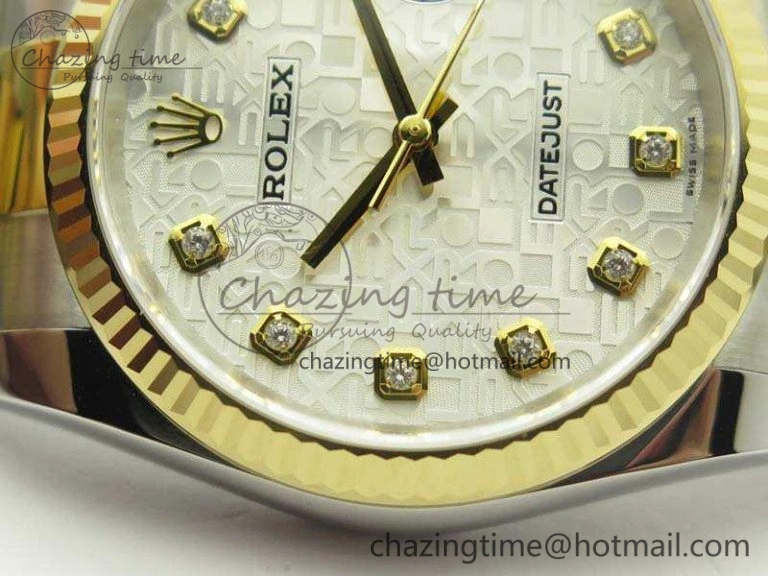 Datejust 116234 36mm DJF 1:1 Best Edition Fluted White Com Dial On SS YG Oyster Bracelet SA3135 V2