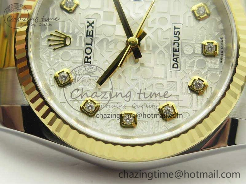 Datejust 116234 36mm DJF 1:1 Best Edition Fluted White Com Dial On SS YG Oyster Bracelet SA3135 V2