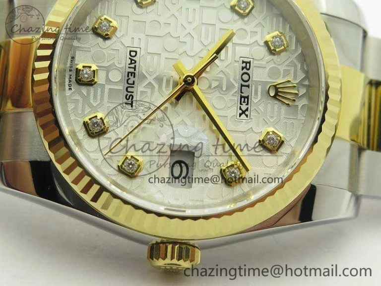 Datejust 116234 36mm DJF 1:1 Best Edition Fluted White Com Dial On SS YG Oyster Bracelet SA3135 V2