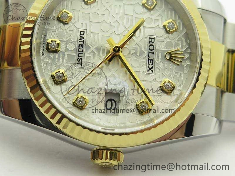 Datejust 116234 36mm DJF 1:1 Best Edition Fluted White Com Dial On SS YG Oyster Bracelet SA3135 V2