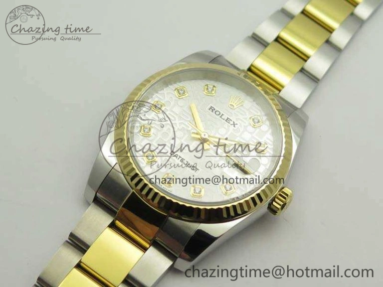 Datejust 116234 36mm DJF 1:1 Best Edition Fluted White Com Dial On SS YG Oyster Bracelet SA3135 V2
