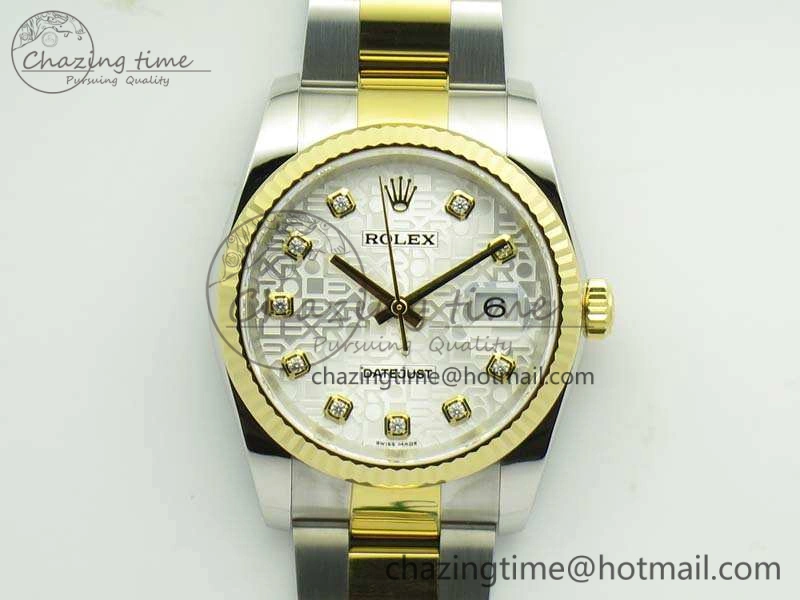 Datejust 116234 36mm DJF 1:1 Best Edition Fluted White Com Dial On SS YG Oyster Bracelet SA3135 V2
