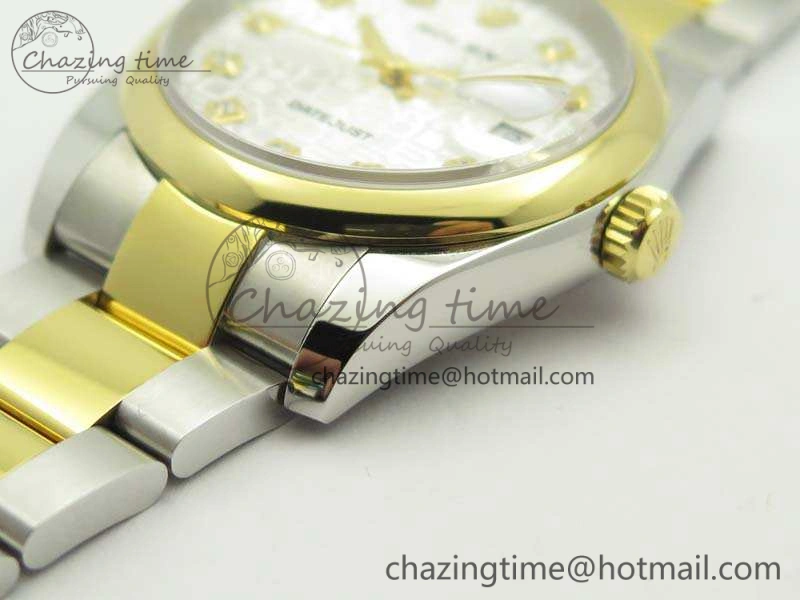 Datejust 116234 36mm DJF 1:1 Best Edition White Com Diam Dial On SS YG Oyster Bracelet SA3135 V2