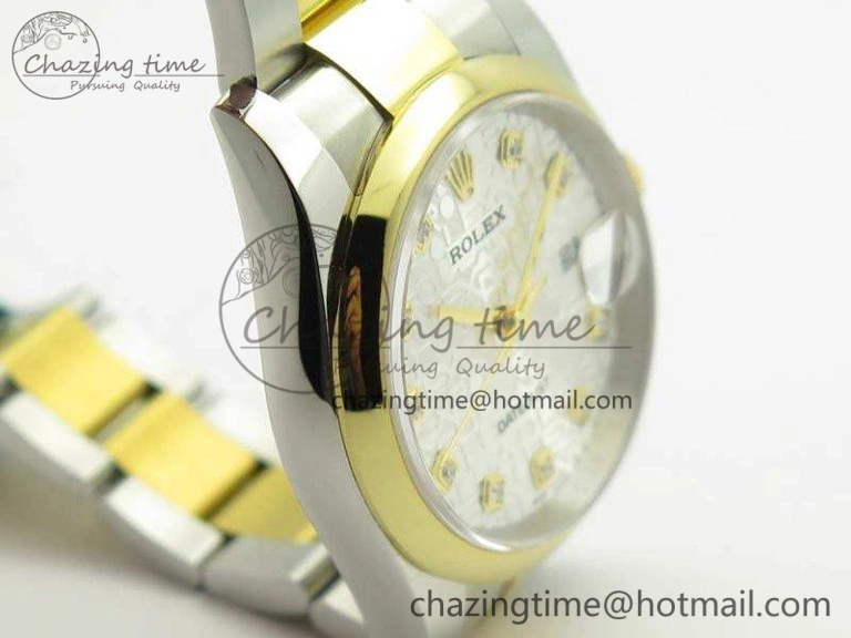 Datejust 116234 36mm DJF 1:1 Best Edition White Com Diam Dial On SS YG Oyster Bracelet SA3135 V2