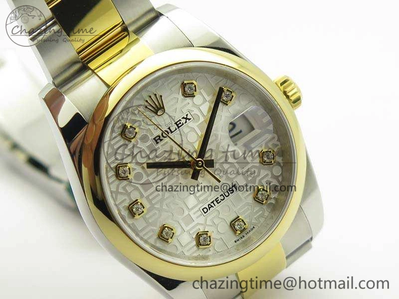 Datejust 116234 36mm DJF 1:1 Best Edition White Com Diam Dial On SS YG Oyster Bracelet SA3135 V2