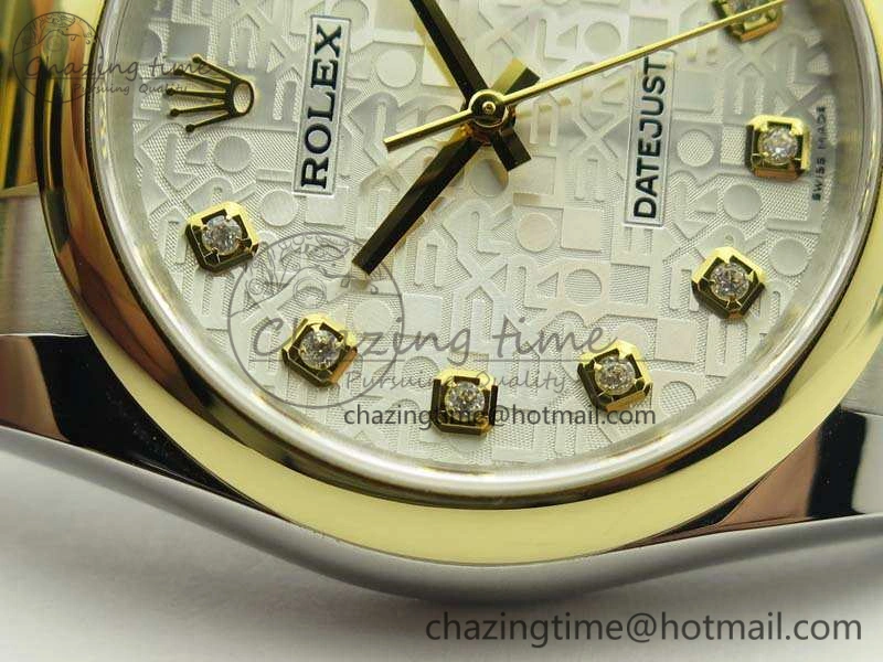 Datejust 116234 36mm DJF 1:1 Best Edition White Com Diam Dial On SS YG Oyster Bracelet SA3135 V2