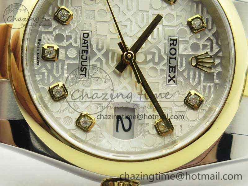 Datejust 116234 36mm DJF 1:1 Best Edition White Com Diam Dial On SS YG Oyster Bracelet SA3135 V2