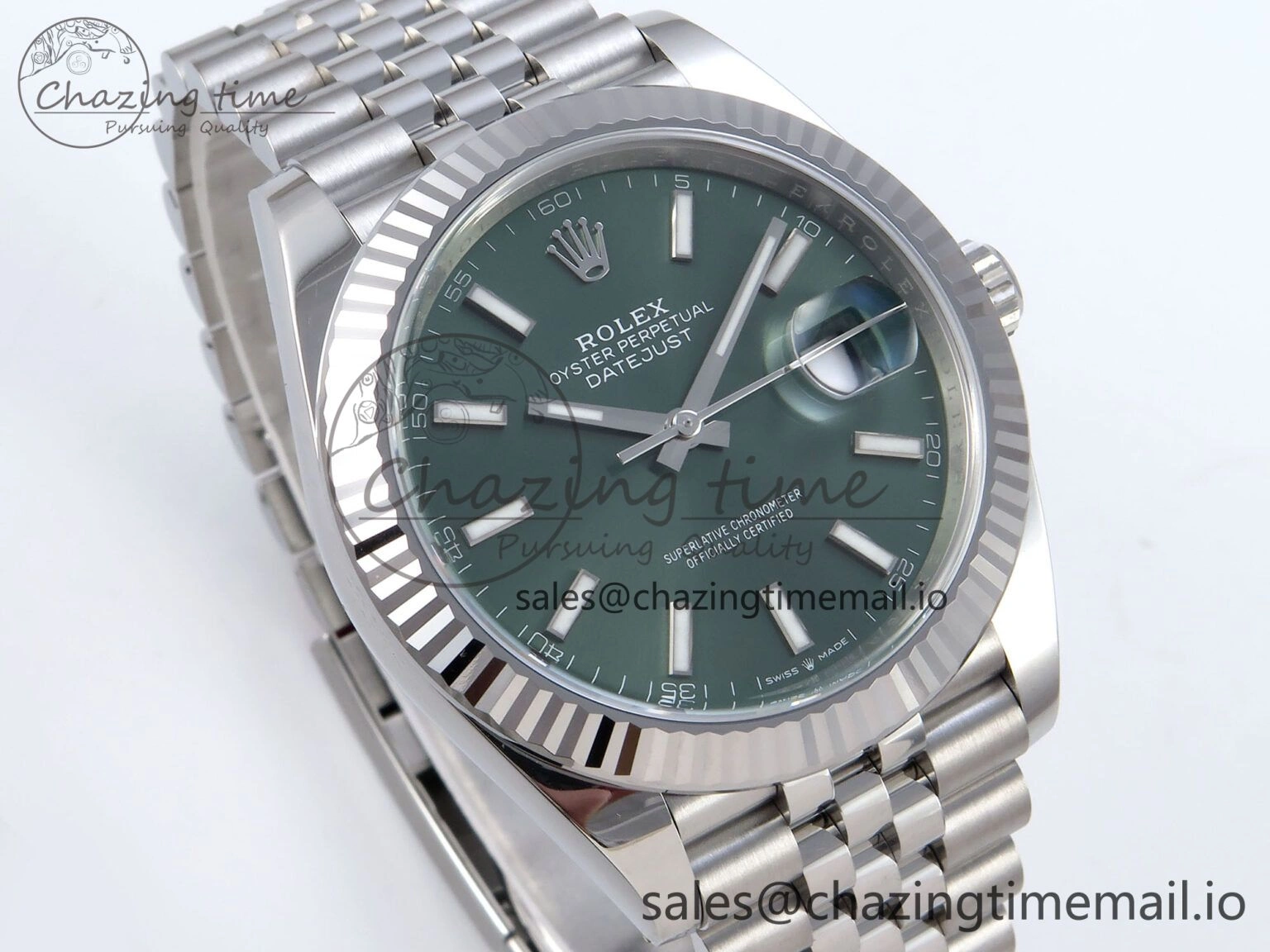 Datejust 126334 41mm Clean 1:1 Best Edition Green Stick Dial on SS Jubilee Bracelet VR3235