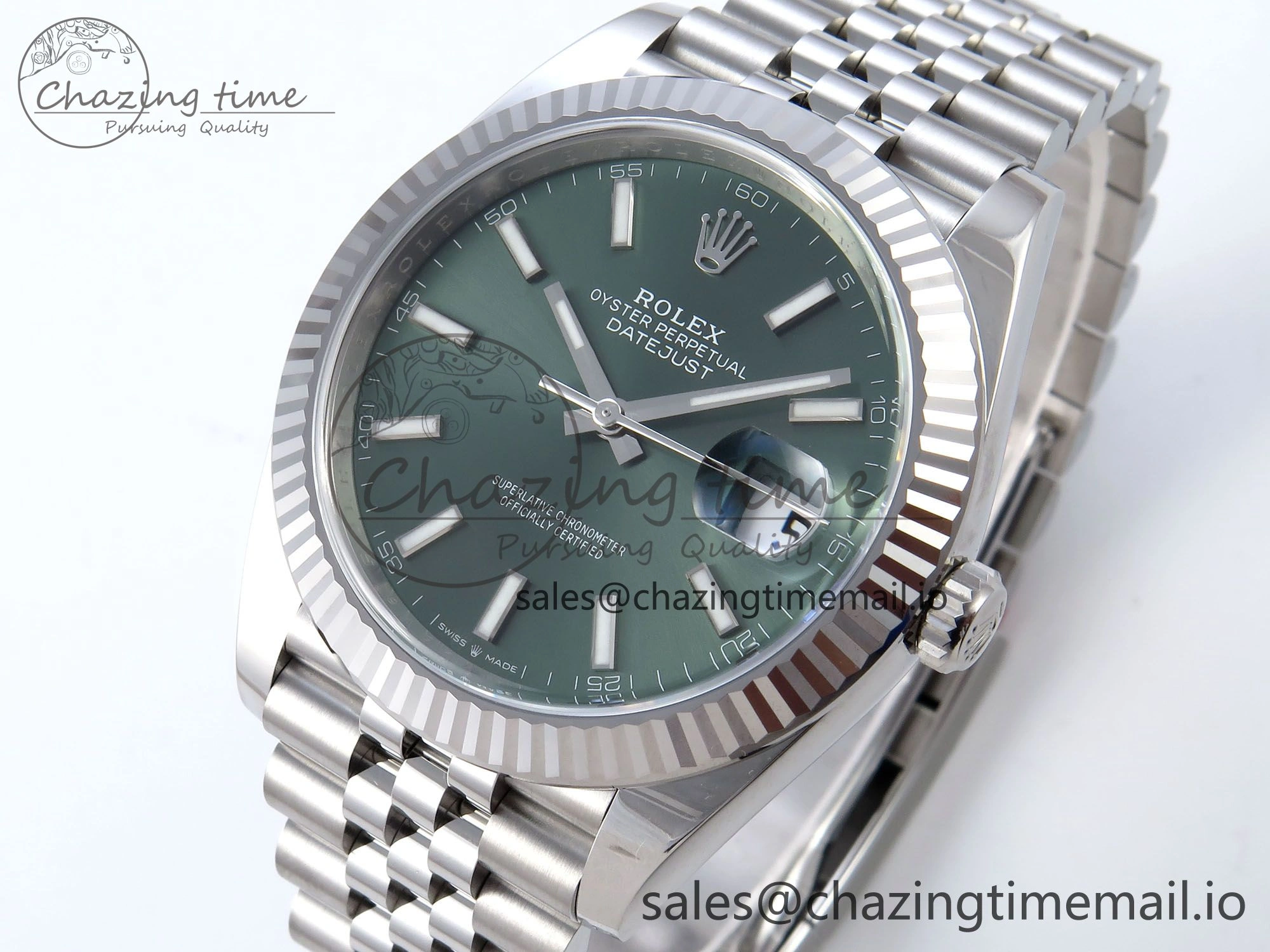 Datejust 126334 41mm Clean 1:1 Best Edition Green Stick Dial on SS Jubilee Bracelet VR3235