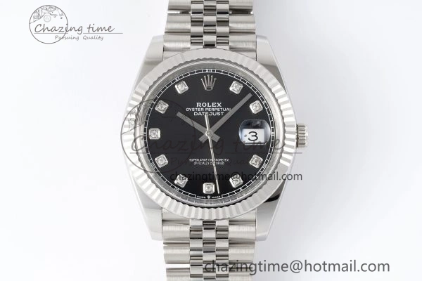 Datejust 126334 41mm Jubilee 904L SS SS Black Moissanite Clean VR3235