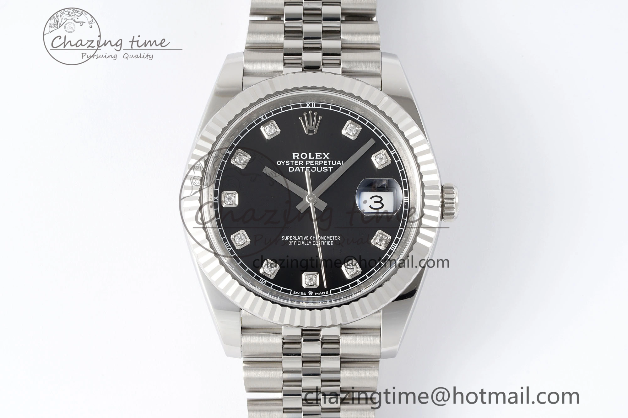 Datejust 126334 41mm Jubilee 904L SS SS Black Moissanite Clean VR3235