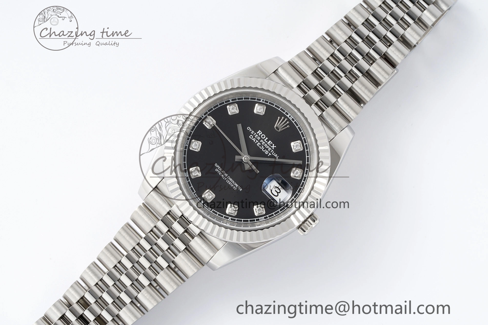 Datejust 126334 41mm Jubilee 904L SS SS Black Moissanite Clean VR3235