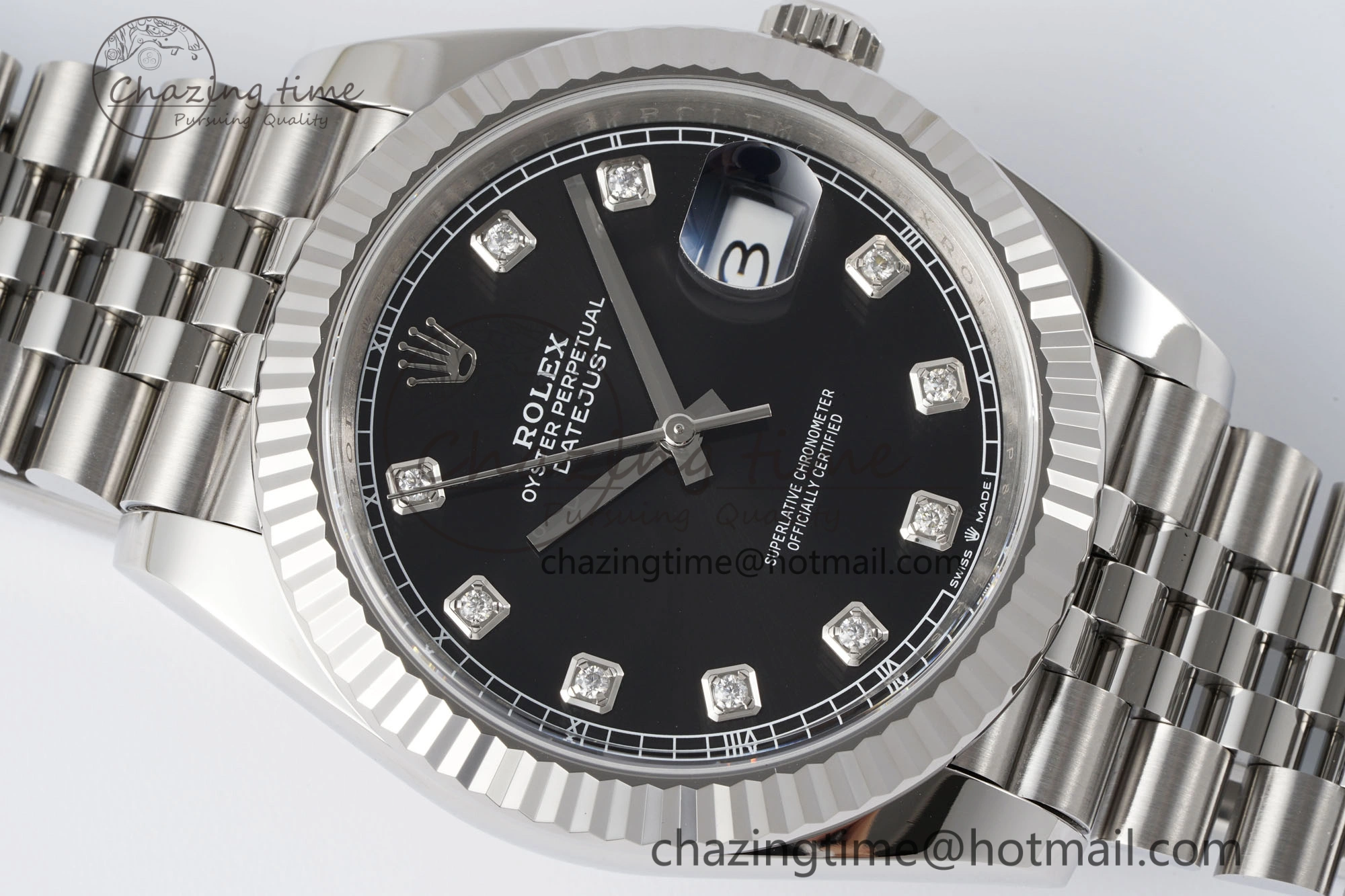 Datejust 126334 41mm Jubilee 904L SS SS Black Moissanite Clean VR3235