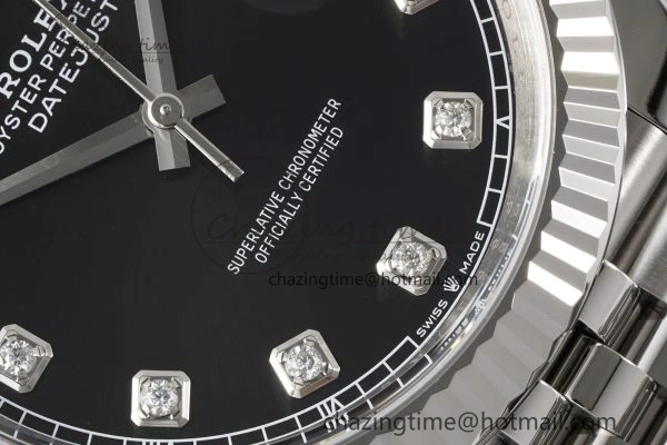 Datejust 126334 41mm Jubilee 904L SS SS Black Moissanite Clean VR3235