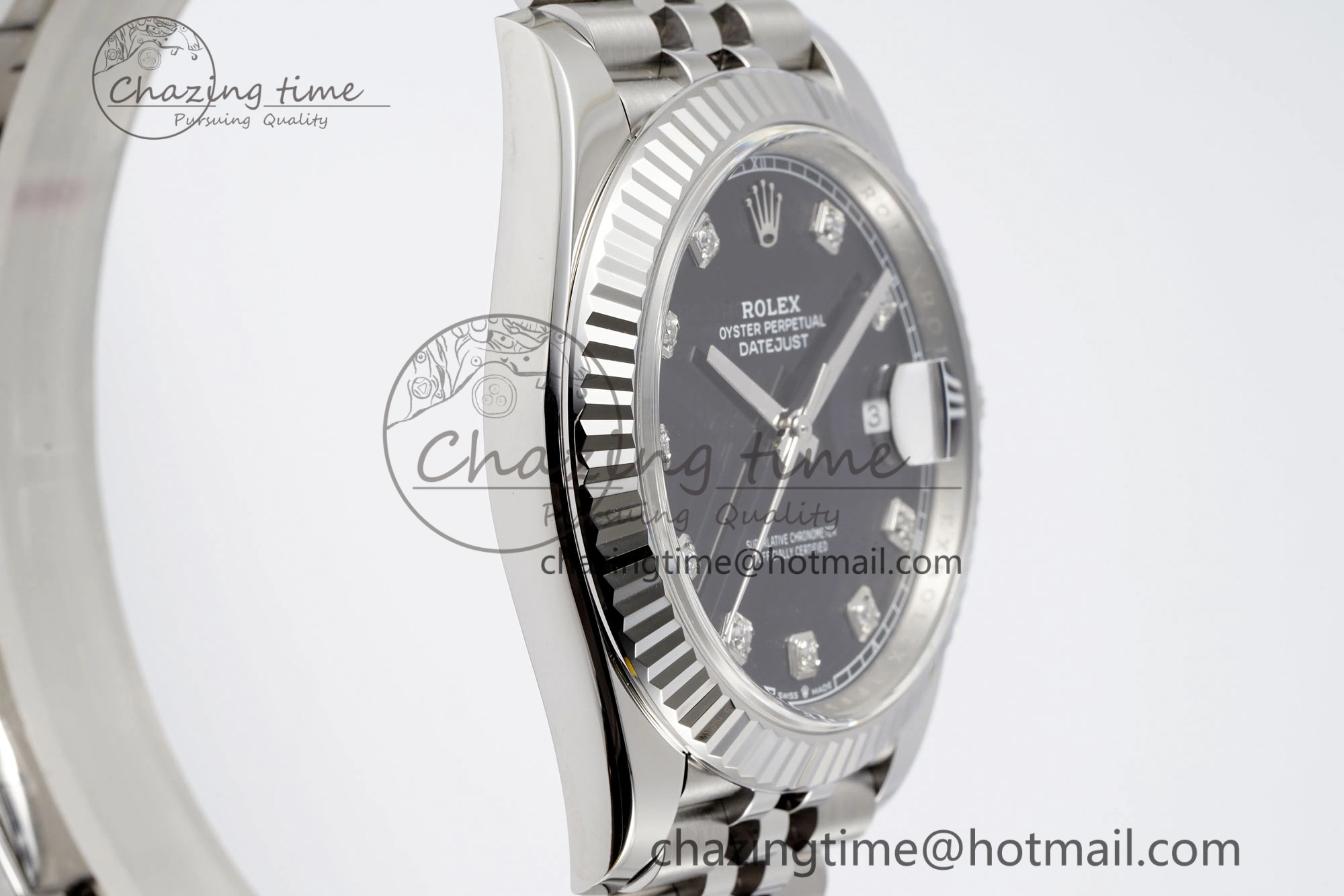 Datejust 126334 41mm Jubilee 904L SS SS Black Moissanite Clean VR3235