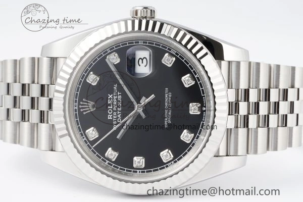 Datejust 126334 41mm Jubilee 904L SS SS Black Moissanite Clean VR3235