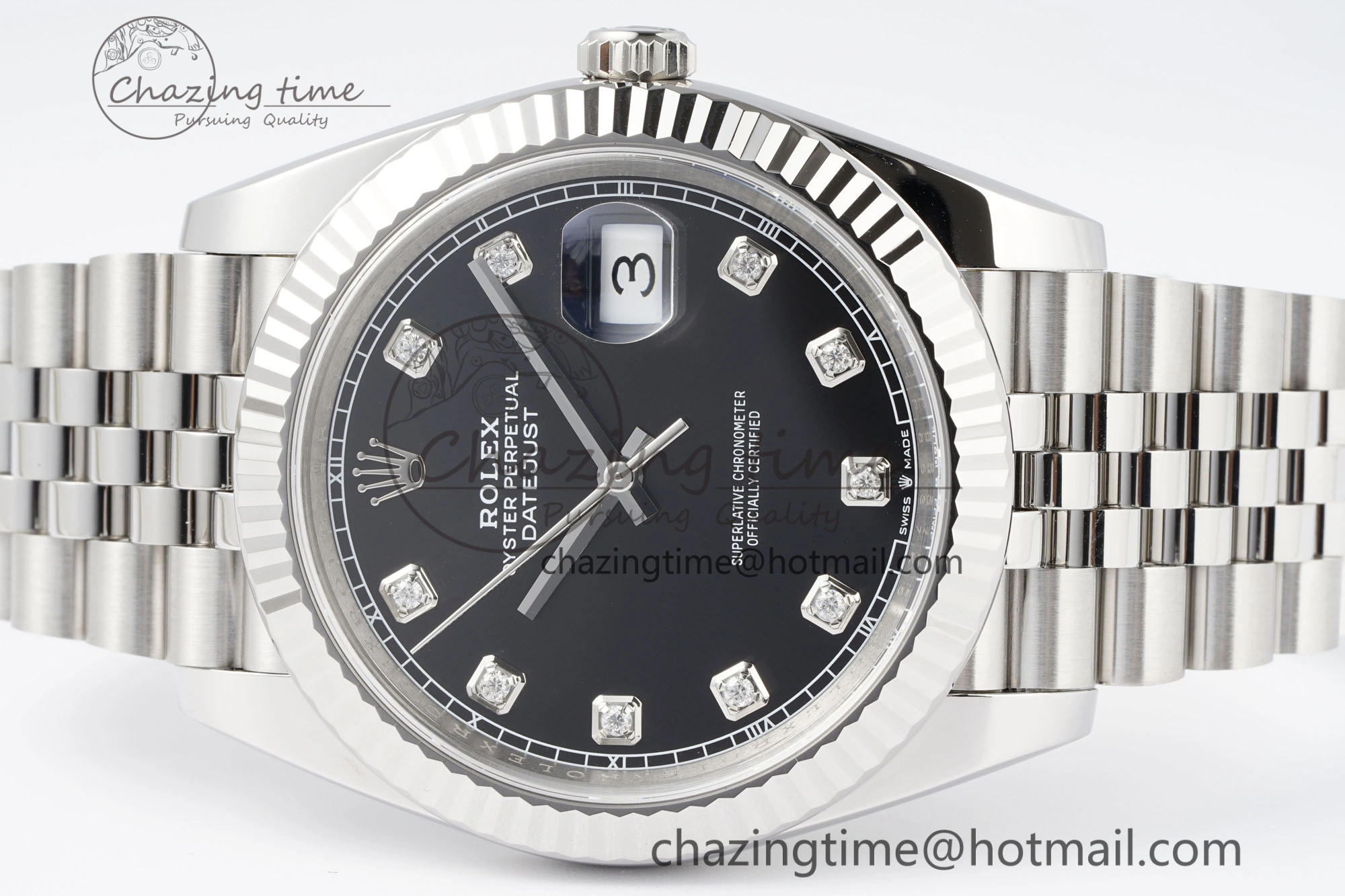 Datejust 126334 41mm Jubilee 904L SS SS Black Moissanite Clean VR3235