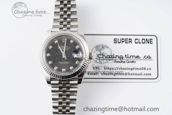 Datejust 126334 41mm Jubilee 904L SS SS Black Moissanite Clean VR3235