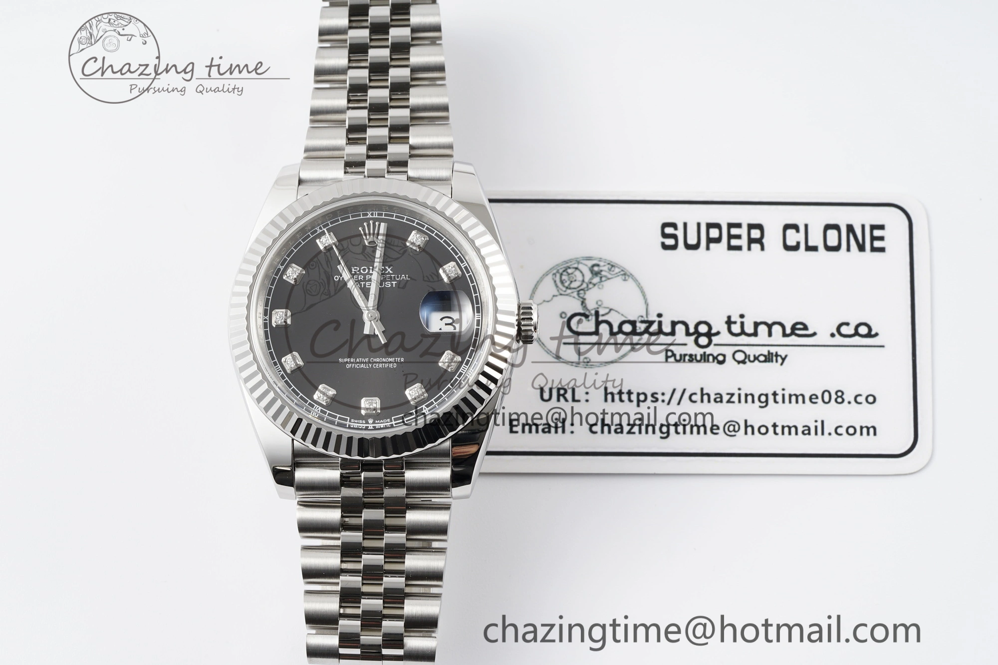 Datejust 126334 41mm Jubilee 904L SS SS Black Moissanite Clean VR3235