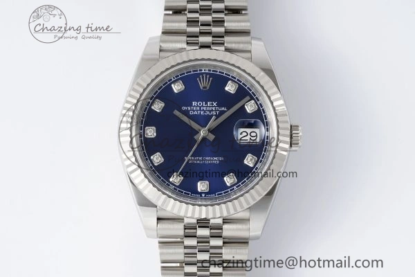 Datejust 126334 41mm Jubilee 904L SS SS Blue Moissanite Clean VR3235