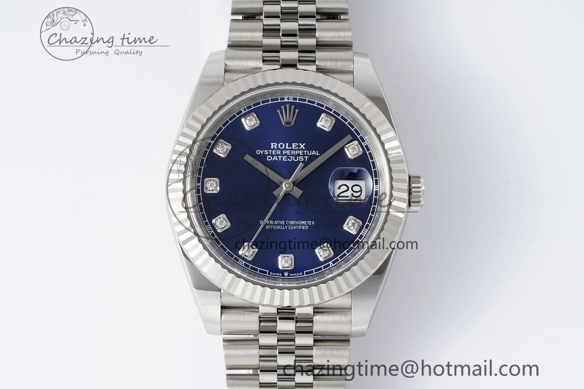 Datejust 126334 41mm Jubilee 904L SS SS Blue Moissanite Clean VR3235