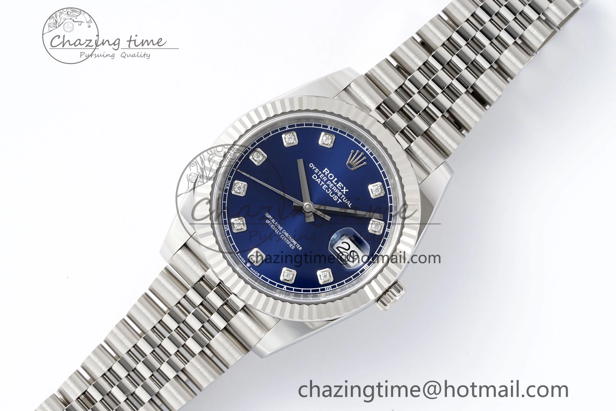 Datejust 126334 41mm Jubilee 904L SS SS Blue Moissanite Clean VR3235