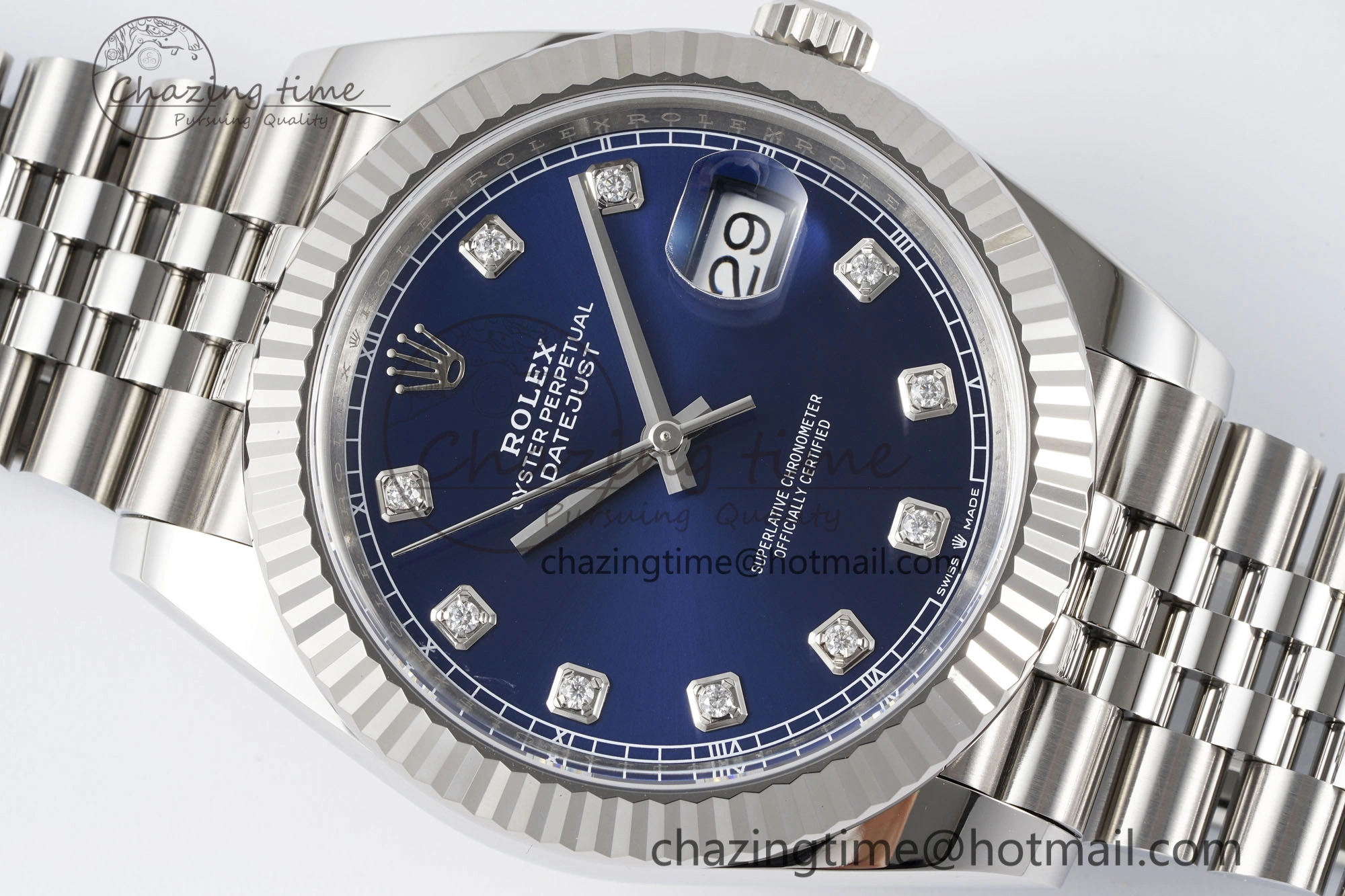 Datejust 126334 41mm Jubilee 904L SS SS Blue Moissanite Clean VR3235
