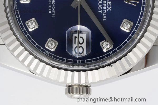 Datejust 126334 41mm Jubilee 904L SS SS Blue Moissanite Clean VR3235
