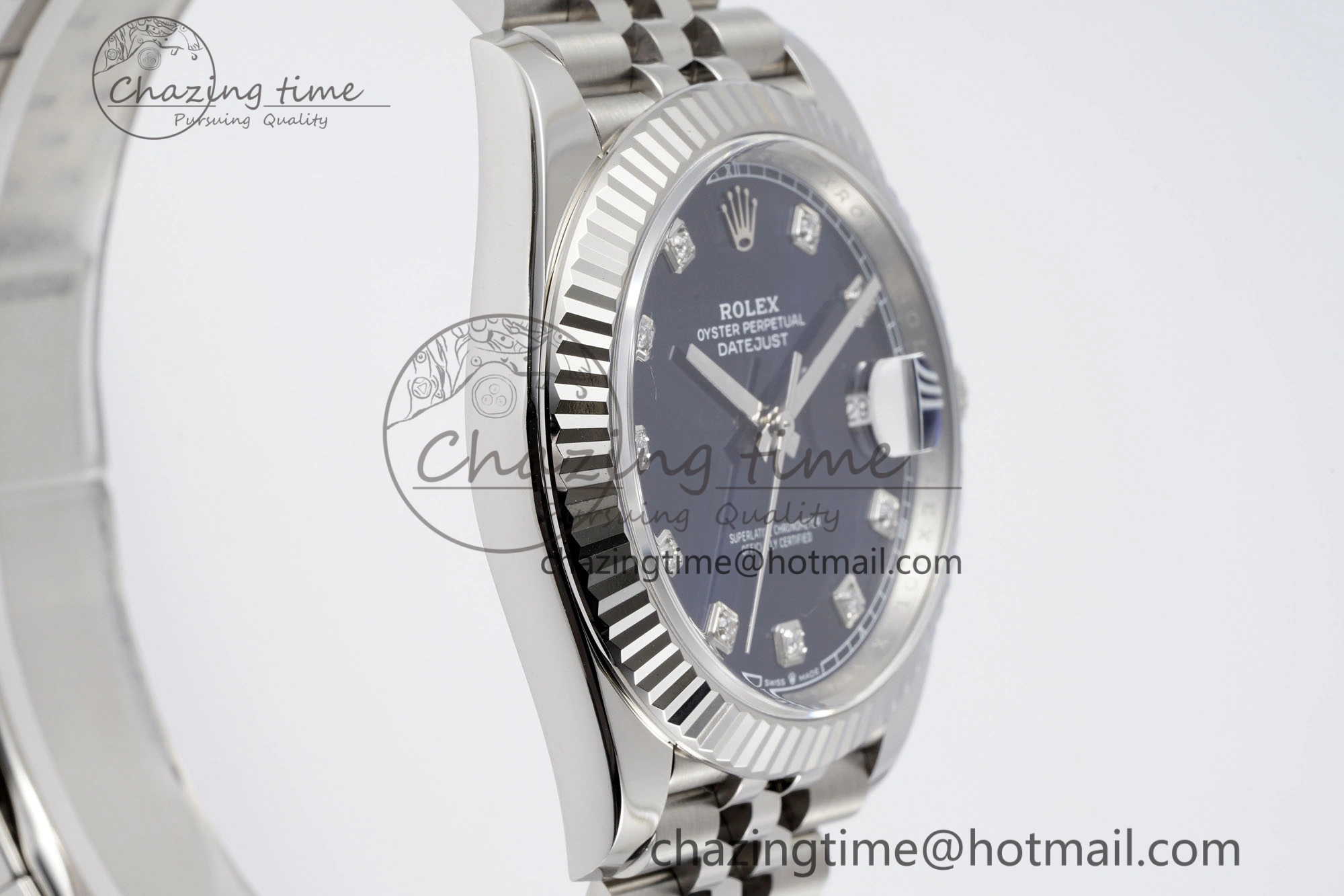 Datejust 126334 41mm Jubilee 904L SS SS Blue Moissanite Clean VR3235