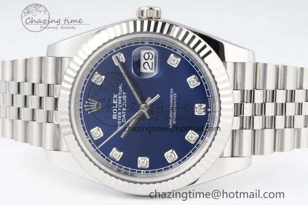 Datejust 126334 41mm Jubilee 904L SS SS Blue Moissanite Clean VR3235