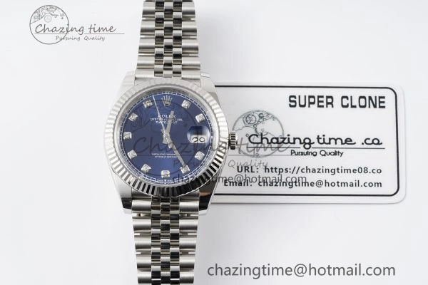 Datejust 126334 41mm Jubilee 904L SS SS Blue Moissanite Clean VR3235