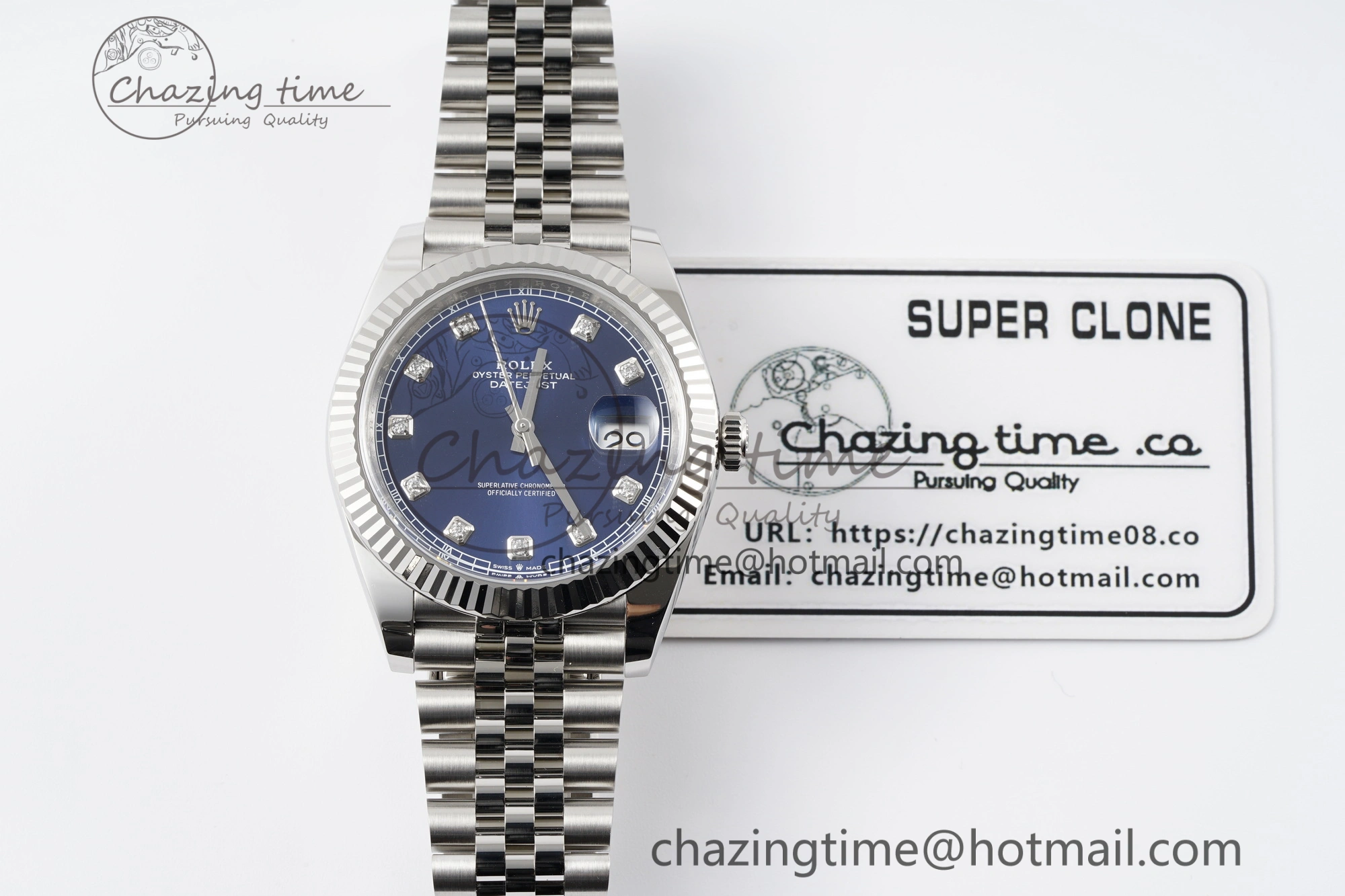 Datejust 126334 41mm Jubilee 904L SS SS Blue Moissanite Clean VR3235