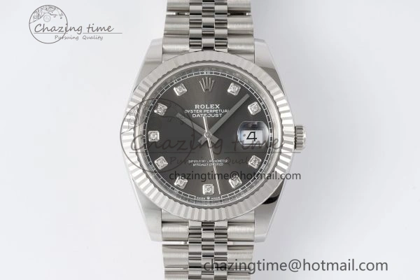 Datejust 126334 41mm Jubilee 904L SS SS Grey Moissanite Clean VR3235