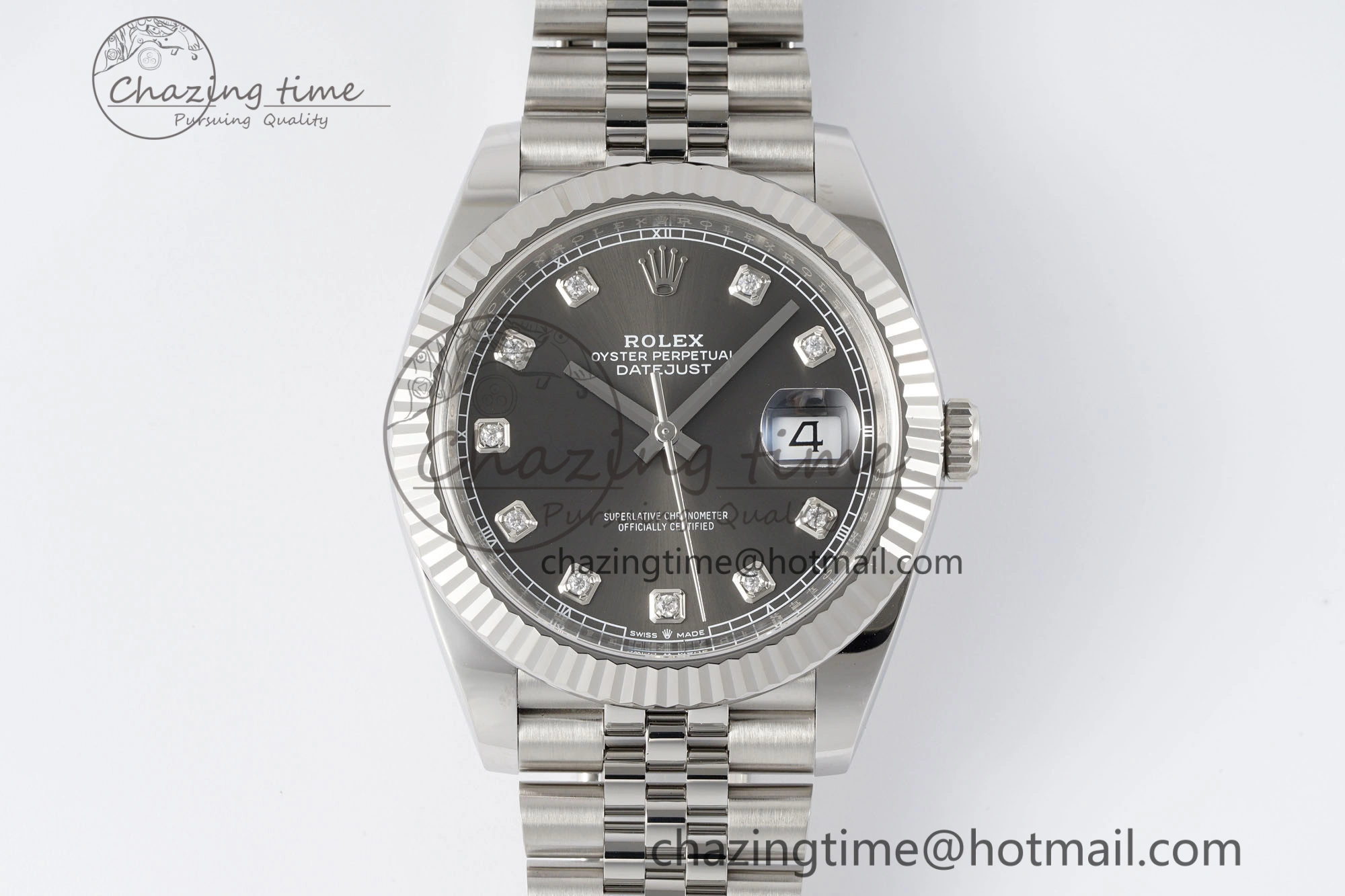 Datejust 126334 41mm Jubilee 904L SS SS Grey Moissanite Clean VR3235