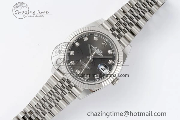 Datejust 126334 41mm Jubilee 904L SS SS Grey Moissanite Clean VR3235