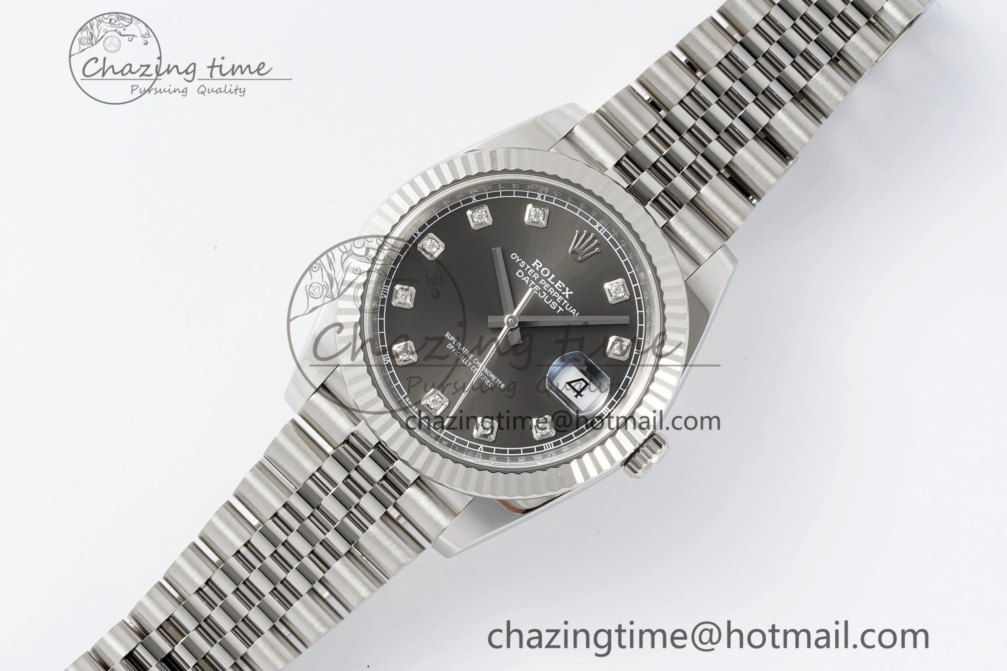 Datejust 126334 41mm Jubilee 904L SS SS Grey Moissanite Clean VR3235