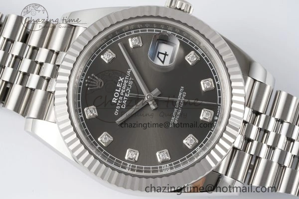 Datejust 126334 41mm Jubilee 904L SS SS Grey Moissanite Clean VR3235