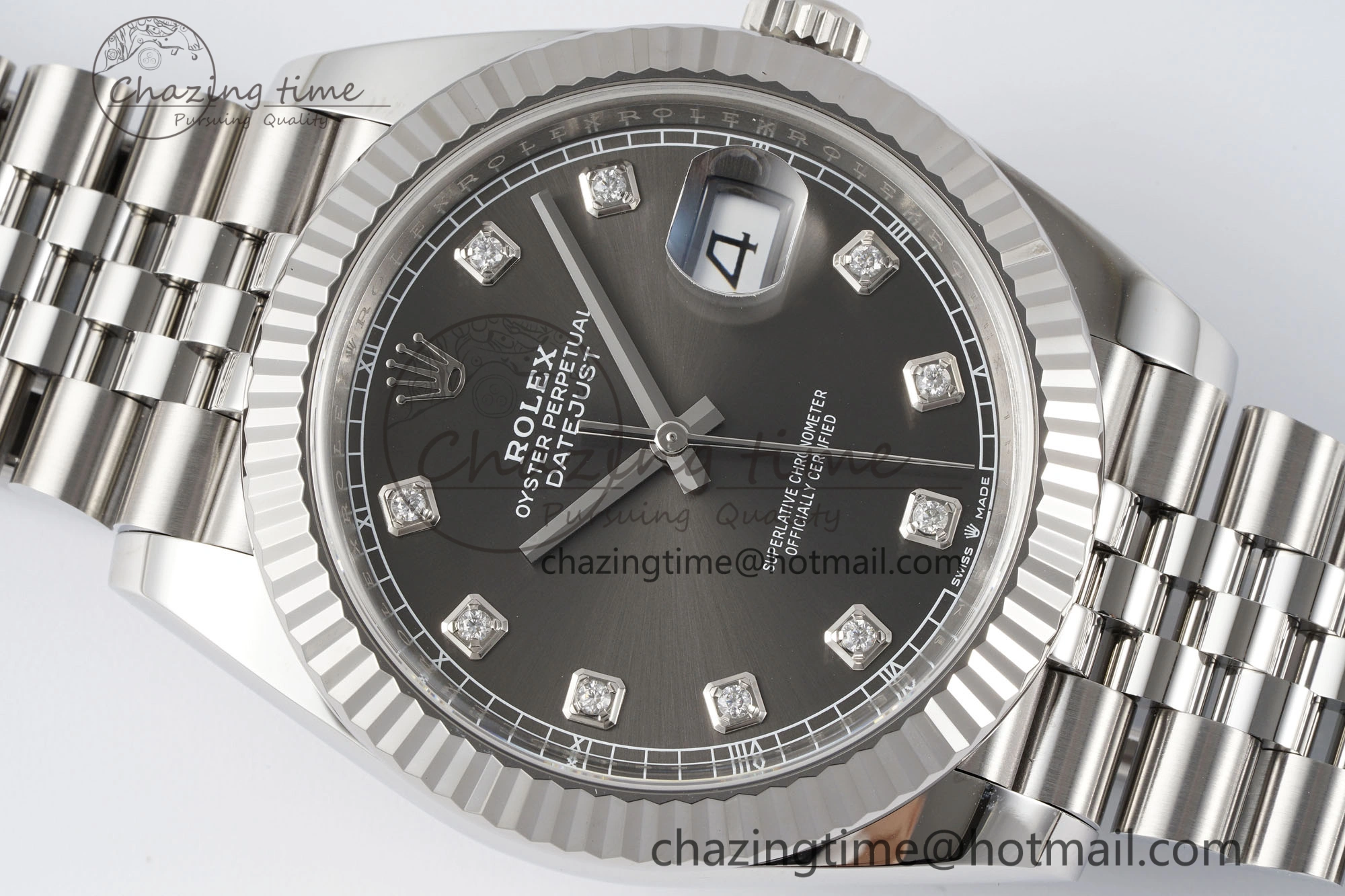 Datejust 126334 41mm Jubilee 904L SS SS Grey Moissanite Clean VR3235