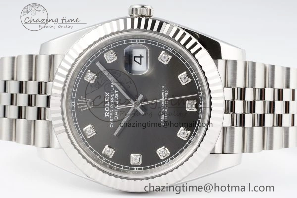 Datejust 126334 41mm Jubilee 904L SS SS Grey Moissanite Clean VR3235