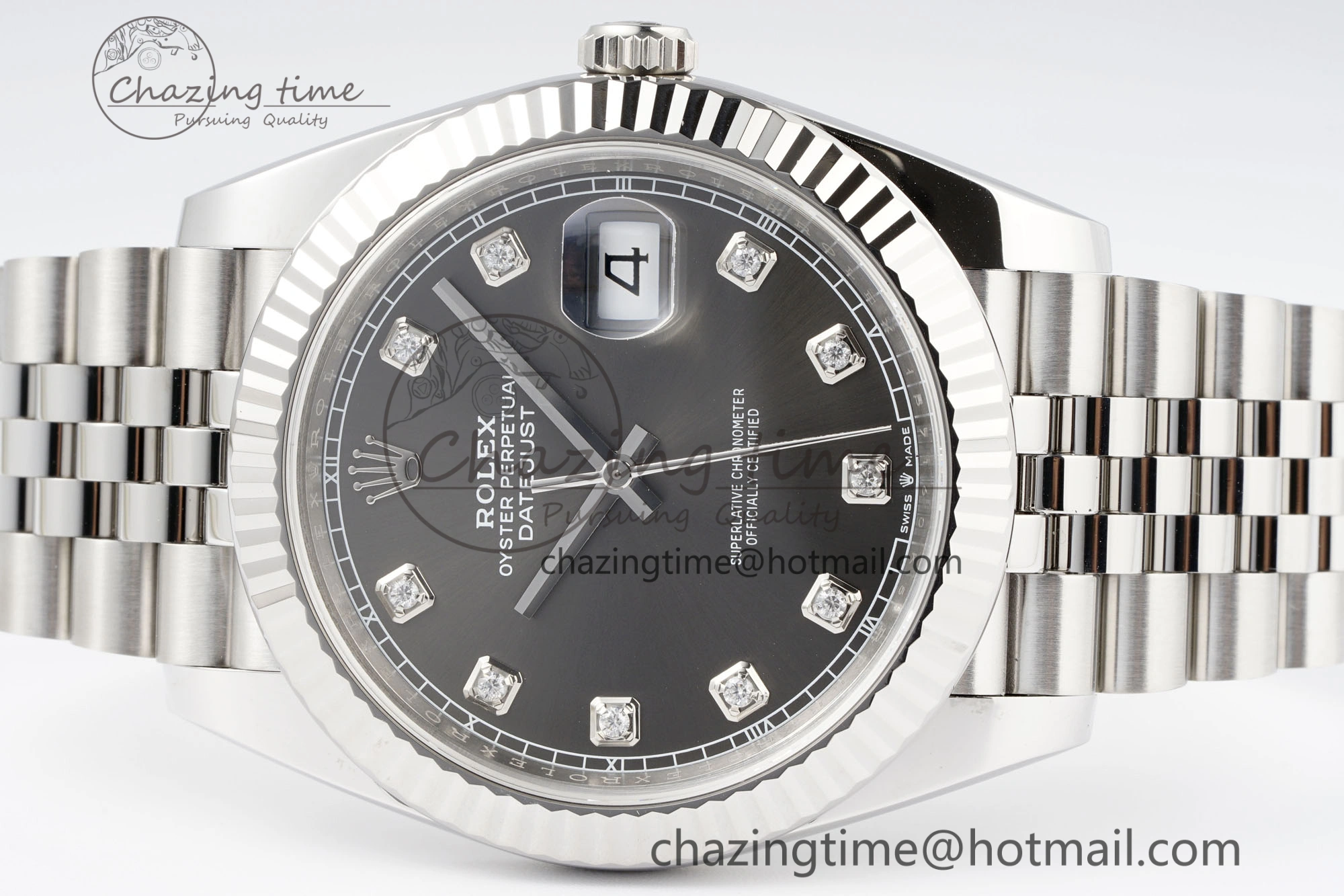 Datejust 126334 41mm Jubilee 904L SS SS Grey Moissanite Clean VR3235