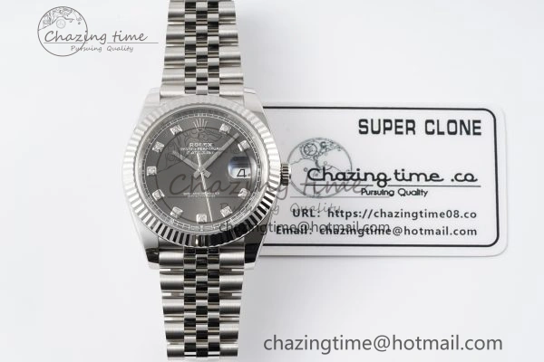 Datejust 126334 41mm Jubilee 904L SS SS Grey Moissanite Clean VR3235