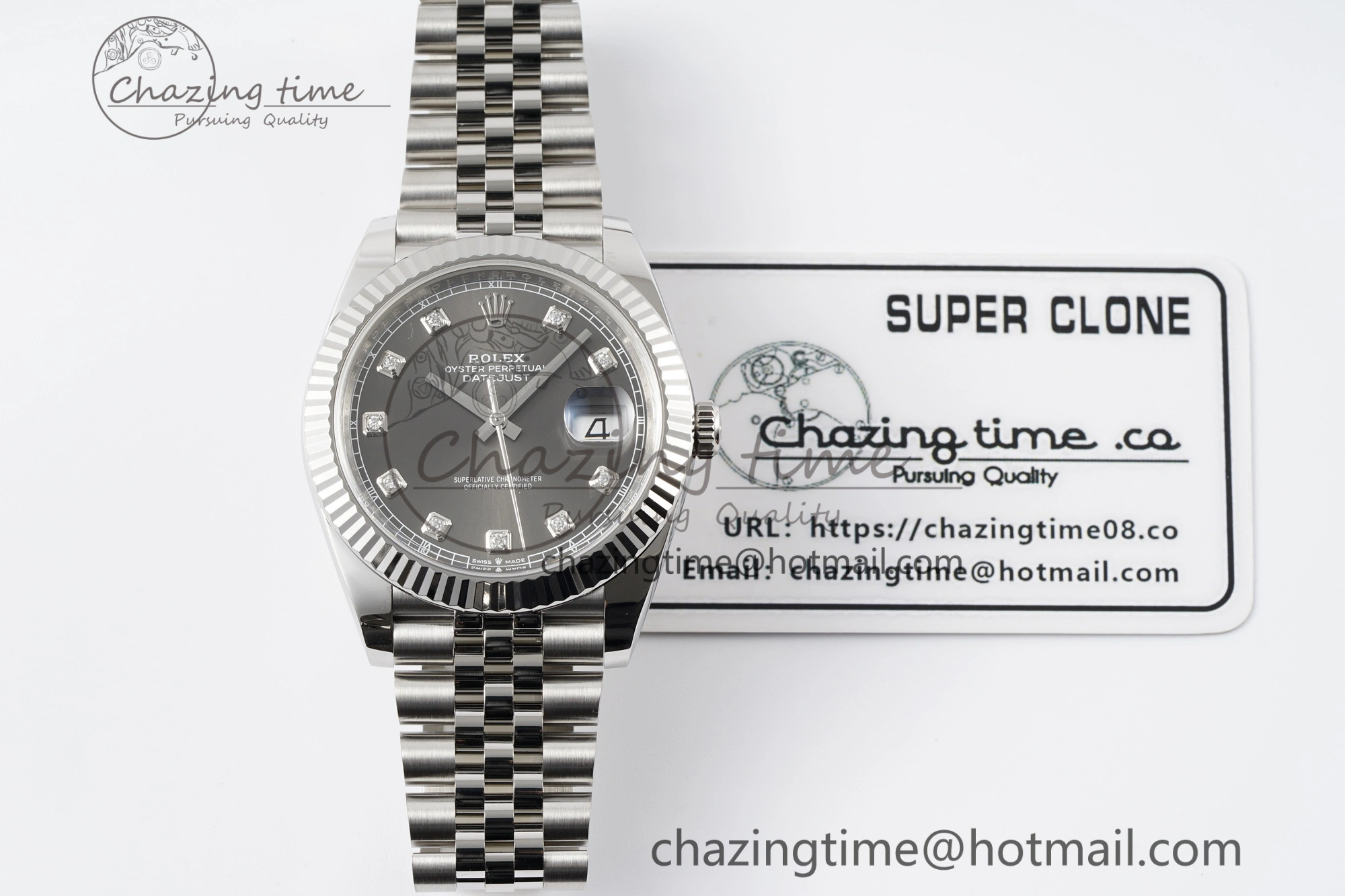 Datejust 126334 41mm Jubilee 904L SS SS Grey Moissanite Clean VR3235