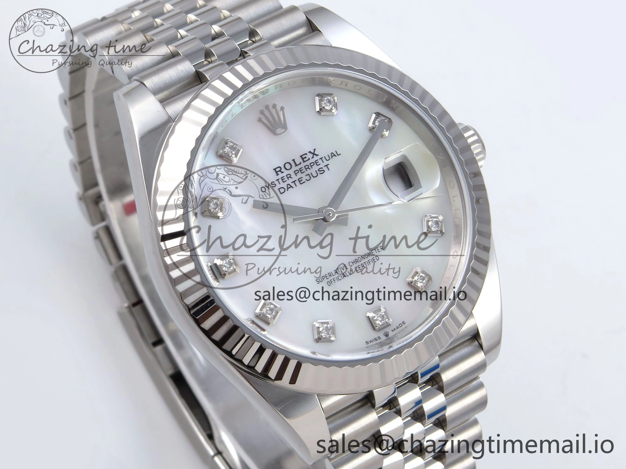 Datejust 126334 41mm SS Clean 1:1 Best Edition White Pearl Moissanite Dial on SS Jubilee Bracelet VR3235