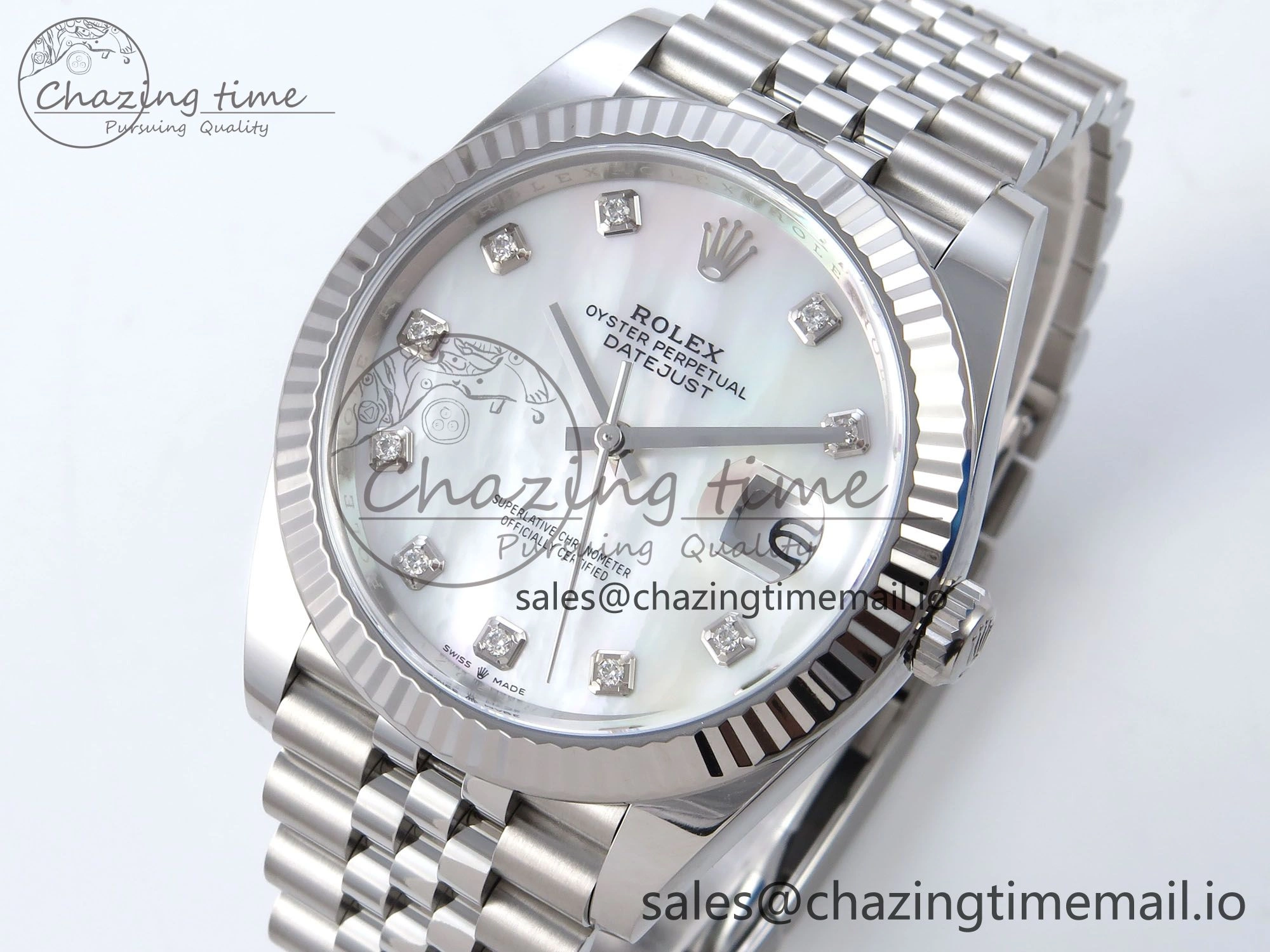 Datejust 126334 41mm SS Clean 1:1 Best Edition White Pearl Moissanite Dial on SS Jubilee Bracelet VR3235
