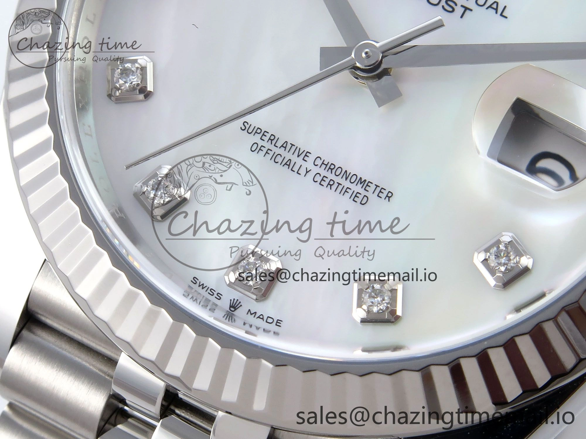 Datejust 126334 41mm SS Clean 1:1 Best Edition White Pearl Moissanite Dial on SS Jubilee Bracelet VR3235