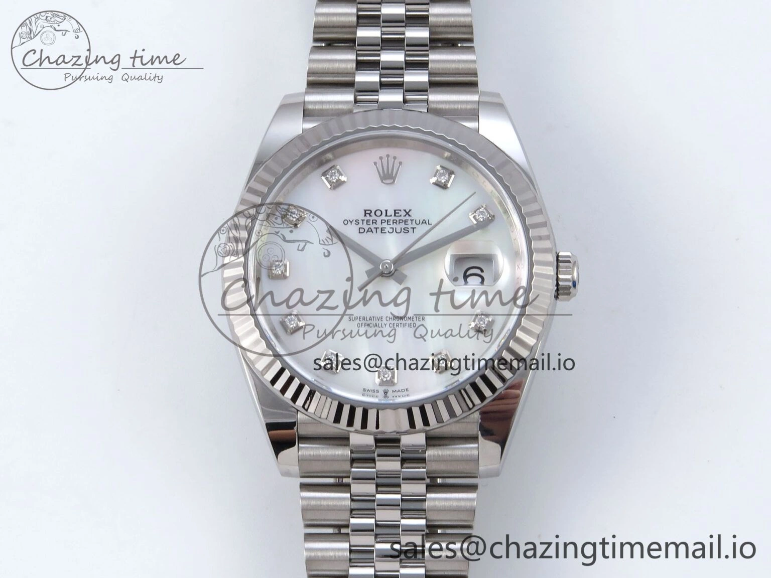 Datejust 126334 41mm SS Clean 1:1 Best Edition White Pearl Moissanite Dial on SS Jubilee Bracelet VR3235