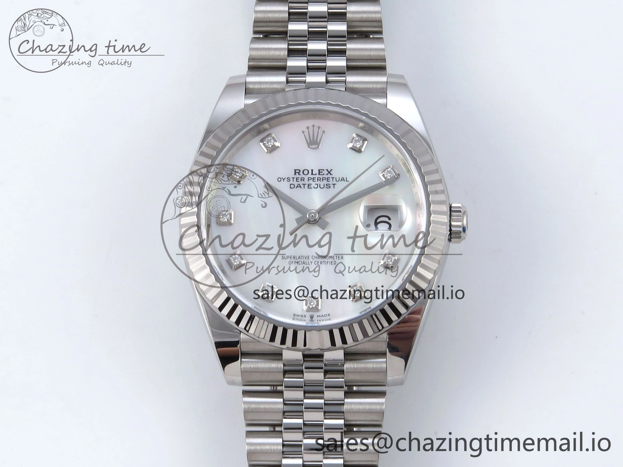 Datejust 126334 41mm SS Clean 1:1 Best Edition White Pearl Moissanite Dial on SS Jubilee Bracelet VR3235