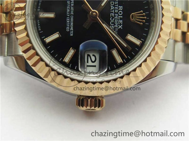 Datejust 28mm 279173 SS RG BP Maker Best Edition Black Dial on SS RG Jubilee Bracelet ETA2671