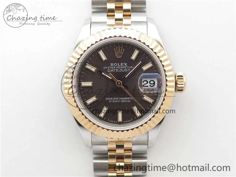 Datejust 28mm 279173 SS RG BP Maker Best Edition Dark Gray Dial on SS RG Jubilee Bracelet ETA2671