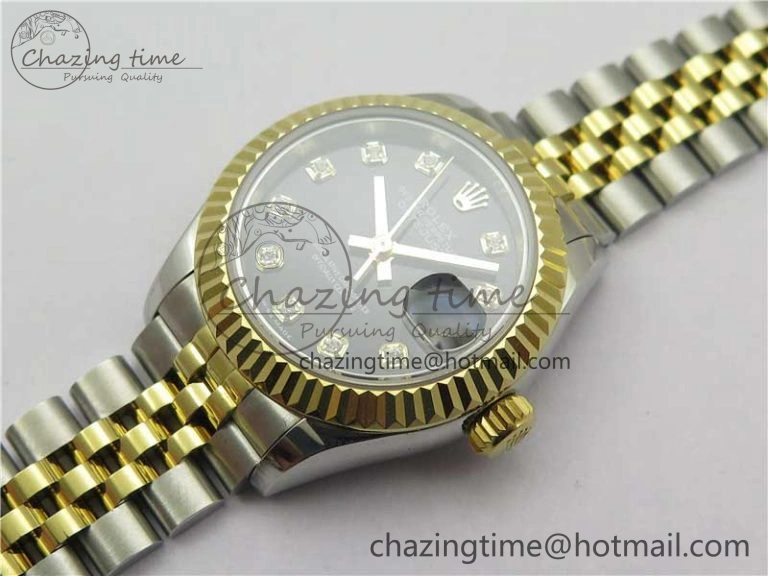 Datejust 28mm 279173 SS YG BP Maker Best Edition Black Crystal Dial on SS YG Jubilee Bracelet ETA2671